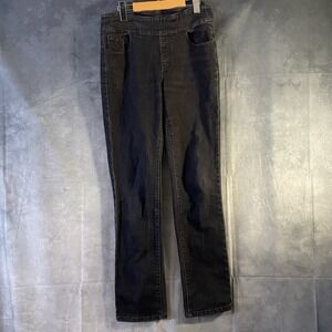 Marie Claire Straight Leg Jeans Womens Size 5 Dark Wash Pull On Embellished Y2K